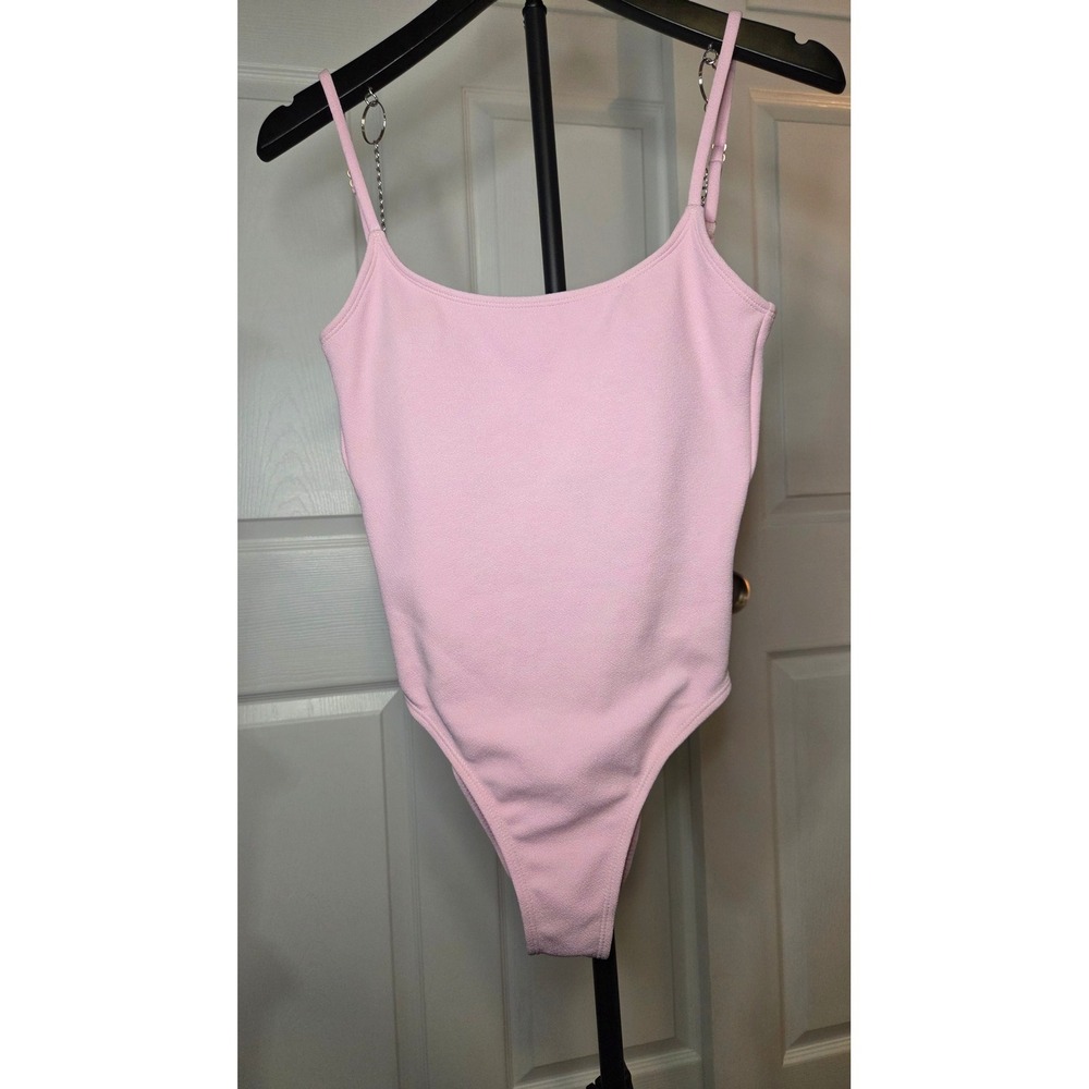 Cotton On Body Pink Thin Strap Low Scoop One Piece Cheeky Swimsuit XS 6336801-40